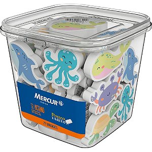 Borracha Decorada TR Oceano Pote com 24 Unidades Sortidas