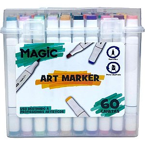 Marcador Artístico ART Marker 60 Cores com Estojo