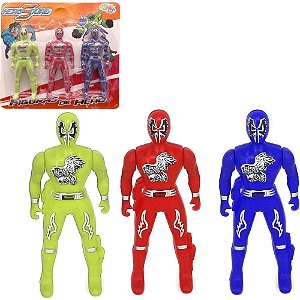 Boneco Hero Squad com 3 Personagens de Ação