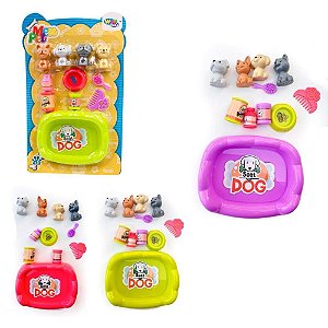 Miniatura Colecionável KIT Mini PET Cachorrinhos com Acessórios Sortidos – 11 Peças