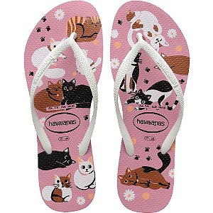 Chinelo Havaianas Feminino SLIM PETS 35/36 Rosa Chiffon