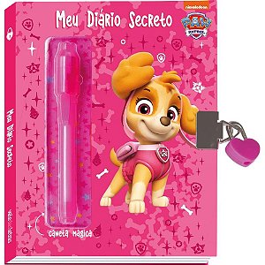 Diário Secreto Patrulha Canina SKYE Rosa com Caneta Mágica