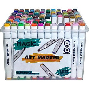 Marcador Artístico ART Marker 120 Cores com Estojo