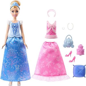 Boneca Disney Princesa Cinderela Fashion 2 em 1 com Acessórios