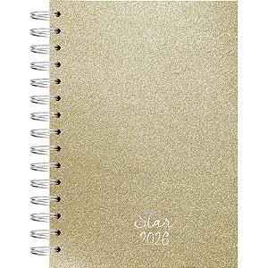 Agenda 2026 STAR Espiral Capa Dura 140X200MM 160 Folhas Ouro KIT