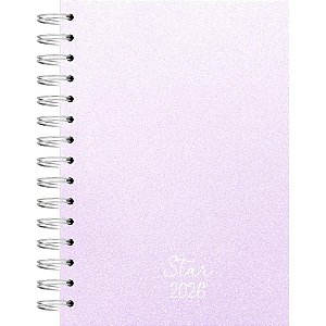 Agenda 2026 STAR Espiral Capa Dura 140X200MM 160 Folhas Lilás KIT