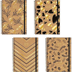 Planner Permanente KRAFT BLACK Espiral 80 Folhas 175X242MM (pacote com 4)