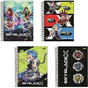 Caderno 01X1 Capa Dura Beyblade 80 Folhas Pacote com 4 Unidades