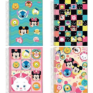 Caderno 01X1 Capa Dura Disney Emoji 80 Folhas Pacote com 4 Unidades