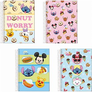 Caderno 01X1 Capa Dura Disney Emoji 80 Folhas Pacote com 4 Unidades