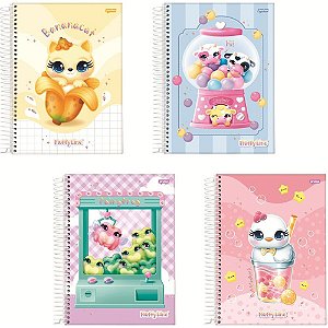 Caderno 01X1 Capa Dura FLUFFY 80 Folhas Pacote com 4 Unidades