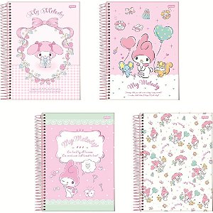 Caderno 01X1 Capa Dura MY Melody 80 Folhas Pacote com 4 Unidades