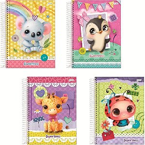 Caderno 01X1 Capa Dura Sweetness 80 Folhas Pacote com 4 Unidades