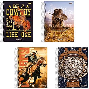 Caderno 10X1 Capa Dura Rodeio 160 Folhas Pacote com 4 Unidades