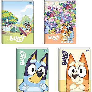 Caderno Brochura 1/4 Capa Dura Bluey 80 Folhas Pacote com 5 Unidades