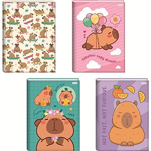 Caderno Brochura 1/4 Capa Dura Capyvibes 80 Folhas Pacote com 5 Unidades