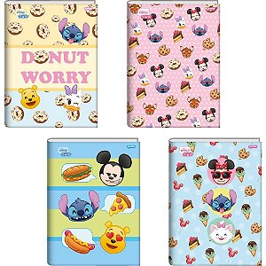 Caderno Brochura 1/4 Capa Dura Disney Emoji 80 Folhas Pacote com 5 Unidades