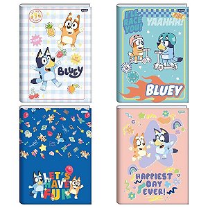 Caderno Brochurão Capa Dura Bluey 80 Folhas Pacote com 5 Unidades