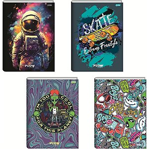 Caderno Brochurão Capa Dura FLOW 60 Folhas Pacote com 10 Unidades