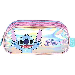 Estojo Triplo STITCH Roxo com TRÊS Compartimentos