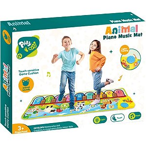 Tapete Musical Pianinho Animais 85X30CM Interativo com SONS e Luzes