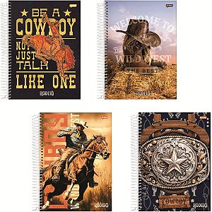 Caderno 01X1 Capa Dura Rodeio 80 Folhas Pacote com 4 Unidades