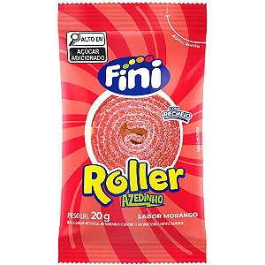 Tiras Mastigáveis Roller Sabor Morango 20G Display com 12 Unidades