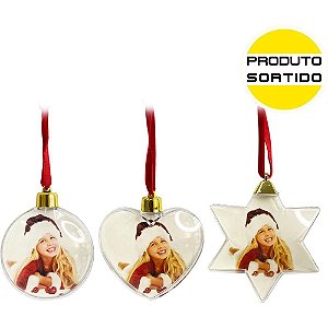 Artigo para Decoração Natal Bola para Colocar Foto - KIT