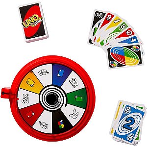 Jogo de Cartas UNO SPIN Refresh com Roleta e 112 Cartas