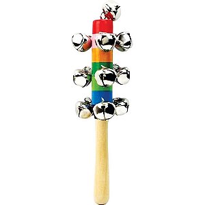 Instrumento Musical Chocalho com Guizos 18,5CM para Crianças +3 ANOS