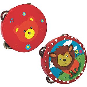 Instrumento Musical Pandeiro Infantil MDF 15CM TOY MIX +3 ANOS
