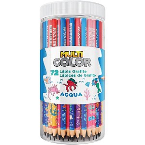 Lápis Preto Redondo Multicolor Grafite Acqua Pote com 72 Unidades