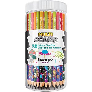 Lápis Preto Redondo Multicolor Grafite Espaço Pote com 72 Unidades
