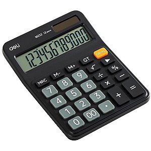 Calculadora de Mesa 12 Dígitos Preta com Energia Solar e Bateria