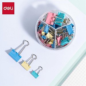 Prendedor de Papel Binder CLIPS SET Colorido com 50 Unidades NO Pote