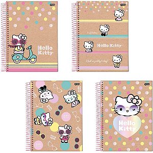 Caderno 01X1 Capa Dura Hello KITTY KRAFT 80 Folhas Pacote com 4 Unidades