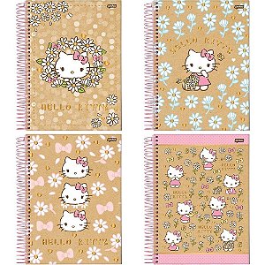 Caderno 01X1 Capa Dura Hello KITTY KRAFT 80 Folhas Pacote com 4 Unidades