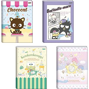 Caderno Brochurão Capa Dura Hello KITTY e Amigos 80 Folhas Pacote com 5