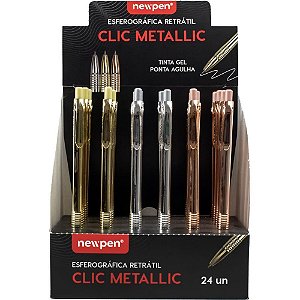 Caneta Esferográfica CLIC Sensations Metallic Display com 24