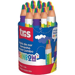 Lápis de COR Jumbo TRIS Rainbow Super 12 Cores Pote C/12