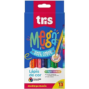 Lápis de COR Triangular Mega SOFT Color 13 Cores com Rainbow Pacote com 6
