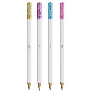Lápis Preto Sextavado TRIS Dreamy Pastel Glitter 4 Cores Pote com 36