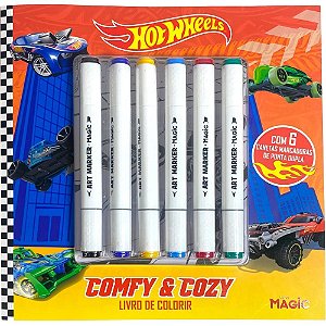 Livro de Colorir HOT Wheels COMFY com 6 Canetinhas