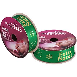 Fita de Cetim Natal 22MM X 10M Feliz Natal Verde