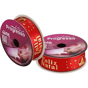 Fita de Cetim Natal 22MM X 10M Feliz Natal Vermelho