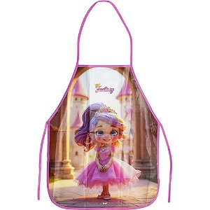 Avental Escolar Infantil Fantasy Princesa Rosa Plástico (blister)