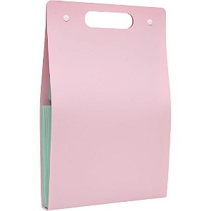 Pasta Sanfonada Plástica A4 12 Divisões Vertical Rosa P