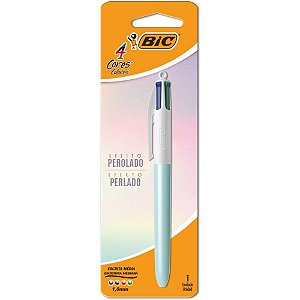 Caneta Esferográfica BIC 4 Cores Perolado Azul Blister