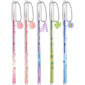 Caneta GEL TRIS Amuleto Apagável 0,7MM com Pingentes Florais Display com 15