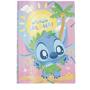 Pasta ABA Elástica Plástica STITCH KIDS sem Lombo Pacote com 10